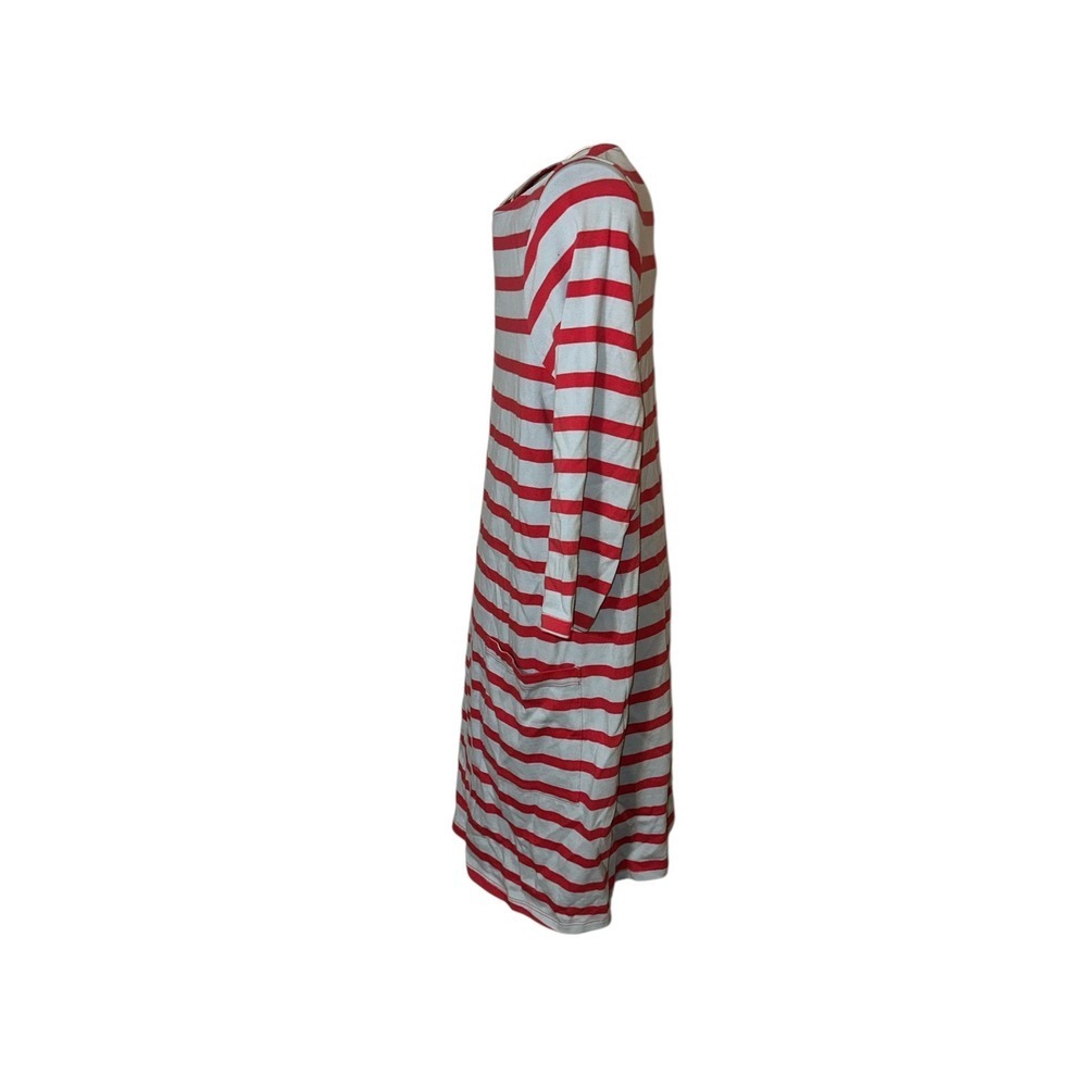 HATCH The Nines Striped Boat Neck Pocket Dress Red Light Blue Cotton size Medium - Picture 5 of 10